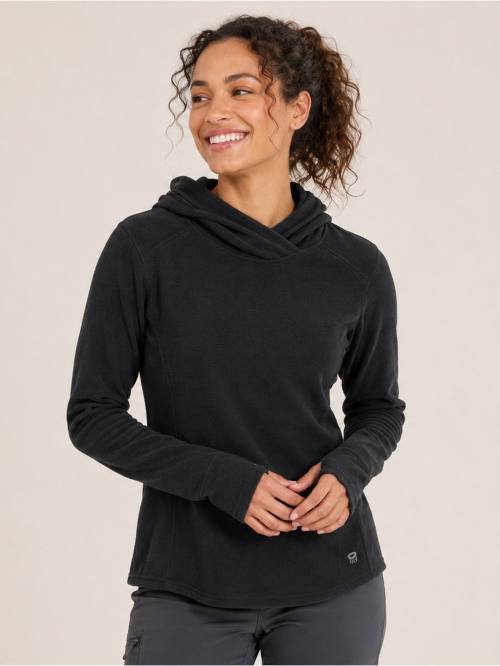 Mountain Hardwear Women’s Black Fleece Hoodie - Size L - Thumb Hole - Pullover